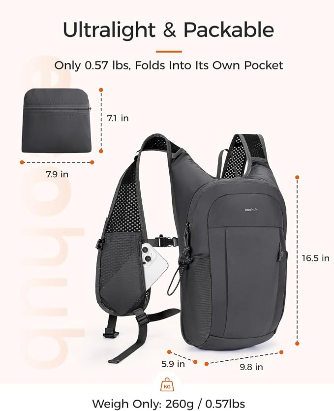 ECOHUB 15L Lightweight Packable Hiking Backpack - Image 2