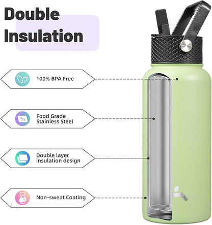 Konokyo 32 oz Insulated Water Bottle Stainless Steel Sport Bottles - Image 4