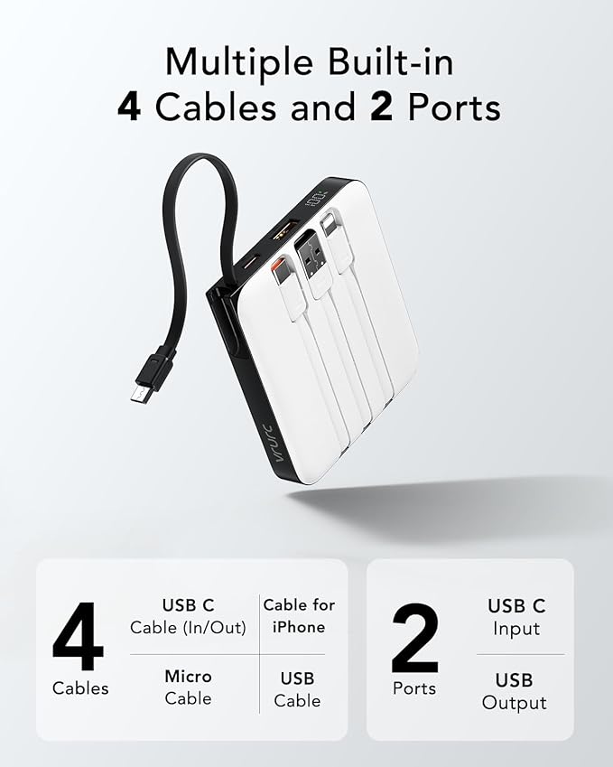 VRURC Battery Pack Charger Portable 10000mAh, 22.5W Power Bank Fast Charging - Image 2