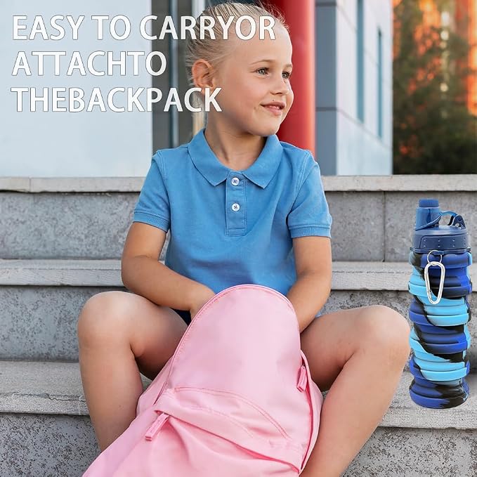 Silicone Collapsible Water Bottles, 16oz（500ml） Portable Foldable Expandable - Image 7
