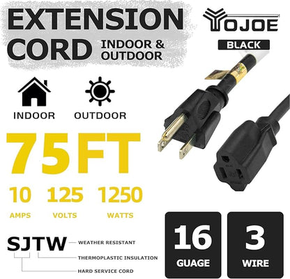 YOJOE Indoor Outdoor Extension Cord, 3 Prong 10A Weatherproof Power Cord - Image 2