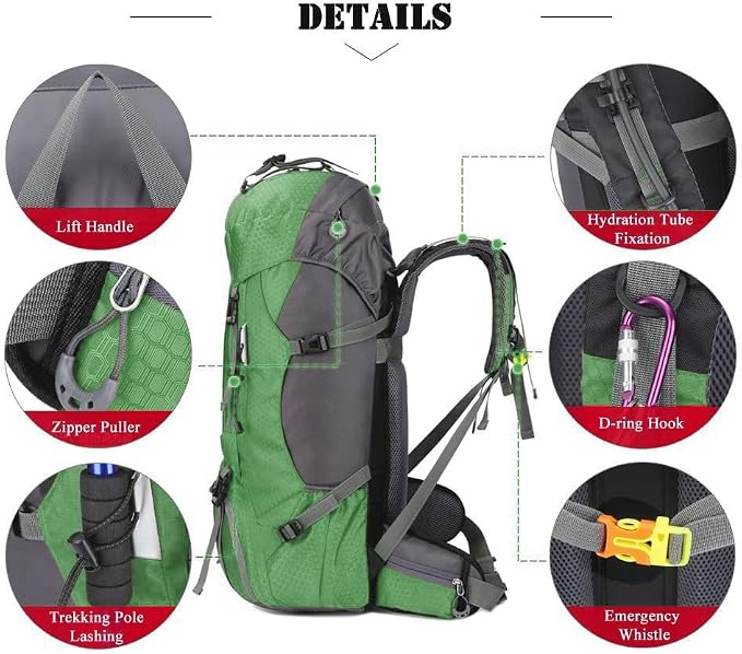 Bseash 60L Waterproof Hiking Camping Backpack - Image 4