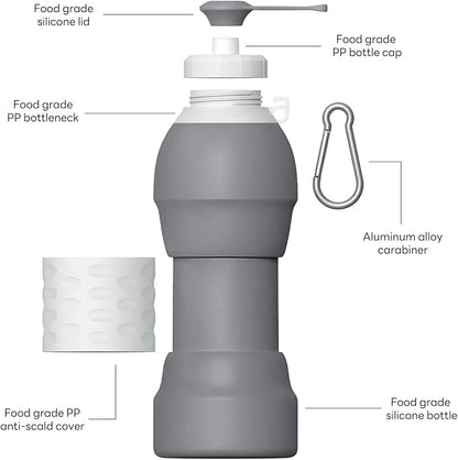 Collapsible Lightweight 20oz Water Bottle, Food-Grade Silicone BPA Free - Image 6