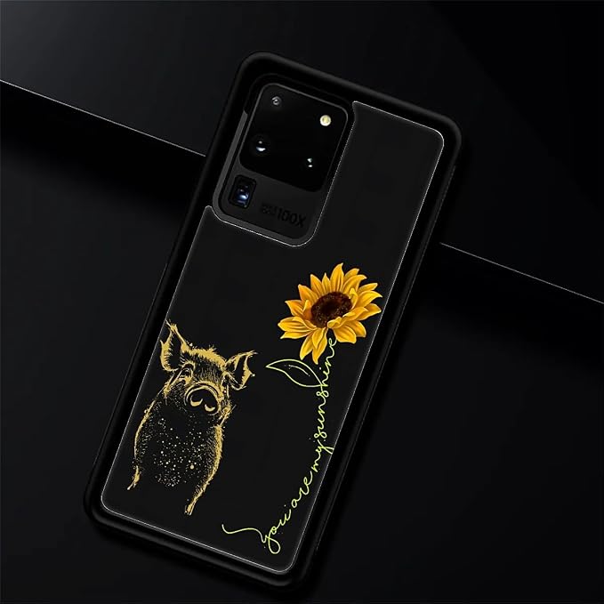 for Samsung Galaxy S20 Ultra Case, Pig Sunflower Yellow Sunshine Pattern - Image 3