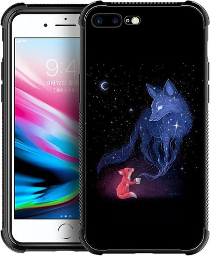 for iPhone 7/8 Case, Galaxy Fox Wolf Pattern Graphic Design Girl Boy Soft by FKBRCL4U