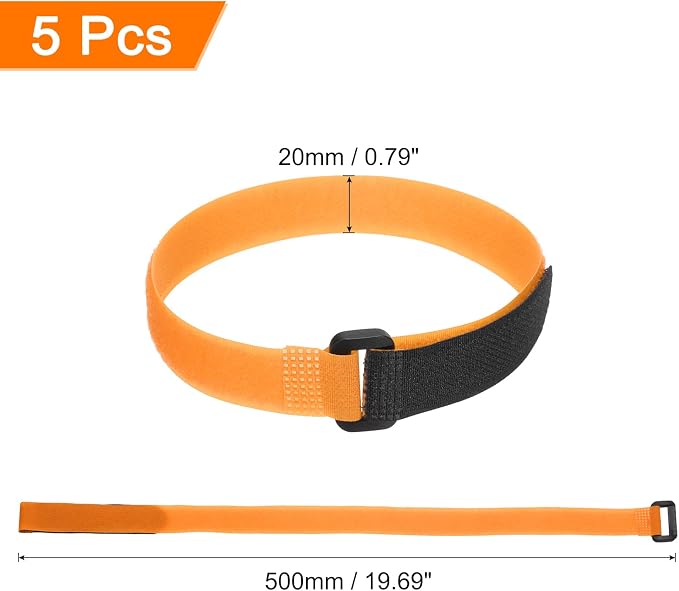 MECCANIXITY 5Pcs Reusable Battery Tie Down Straps, 0.8x20" Orange Nylon - Image 2