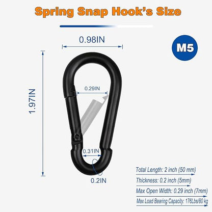60PCS M5 Heavy Duty Carabiner Clip, 2Inch Snap Hook Quick Link Small Carabiner - Image 2