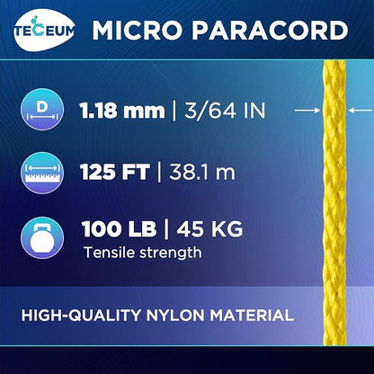 TECEUM Micro Paracord – 1.18 mm X 125 ft – Micro Utility Cord – Thin Braided - Image 2