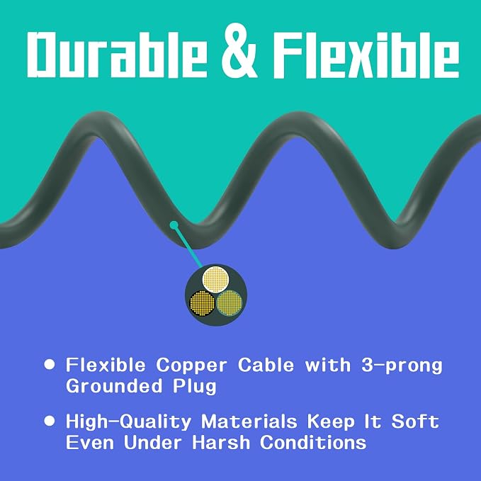Indoor Outdoor Extension Cord 25 FT, 16/3 SJTW Weatherproof Green Electrical - Image 4