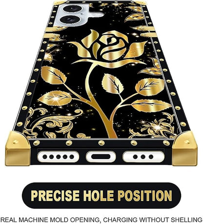 Compatible with iPhone 16 Plus Case, Shine Gold Rose Luxury Golden Decoration - Image 4