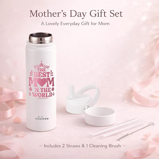 mininoo Mothers Day Gifts for Mom, 24 oz Insulated Stainless Steel Water Bottle - Image 2