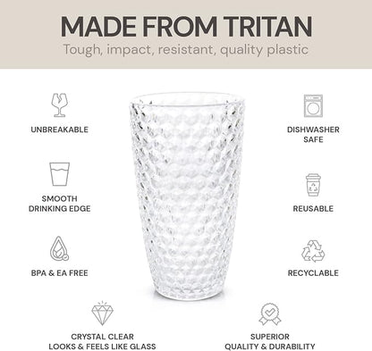 BELLAFORTE Shatterproof Tritan Plastic Tall Tumbler, 19oz Drinking Glasses Set - Image 3