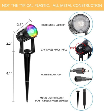 APONUO Christmas Solar Spot Lights Outdoor Color Changing, 2 Colors Modes Metal - Image 5