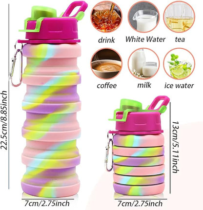 Silicone Collapsible Water Bottles, 16oz 500ml Portable Foldable Expandable - Image 2
