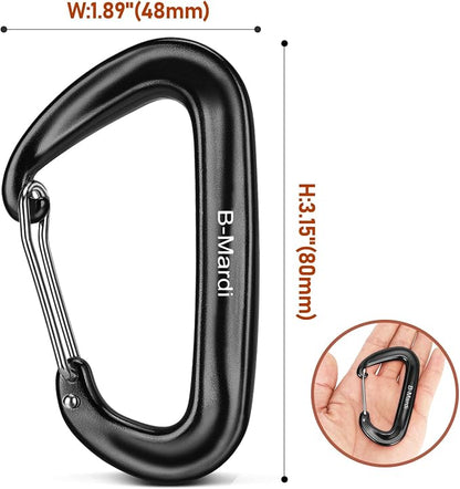B-Mardi Carabiner Clips Heavy Duty 12kN-Lightweight Locking Carabiners - Image 2