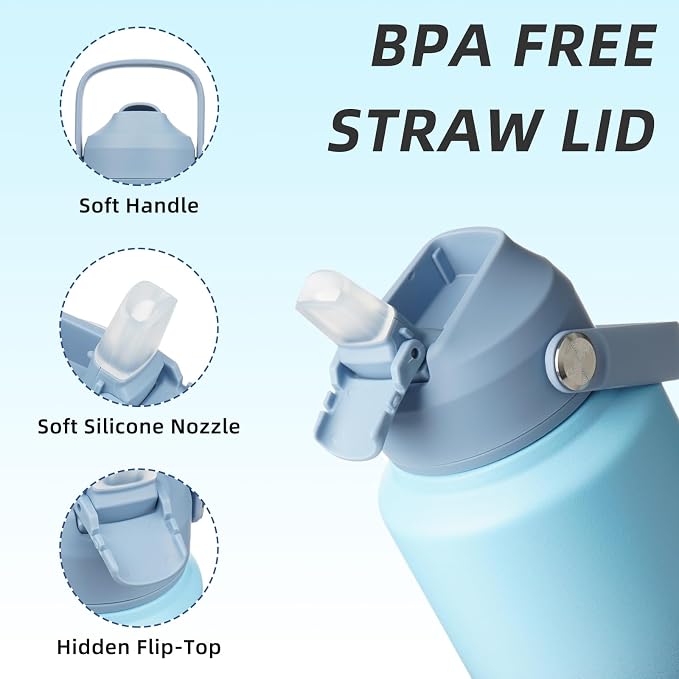 BJPKPK Water Bottle with Straw Lid, 32oz Vacuum Insulated Water Bottles - Image 2