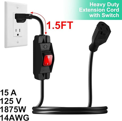 Outdoor Waterproof On/Off Switch Extension Cord, Heavy Duty 125v/250v Black - Image 3
