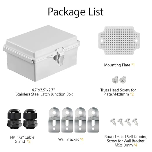 LeMotech Electrical Box, IP67 Waterproof Hinged Cover Stainless Steel Latch - Image 9