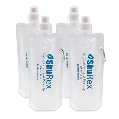 4 Pack 20oz/ 600ml Collapsible Water Pouch by Home