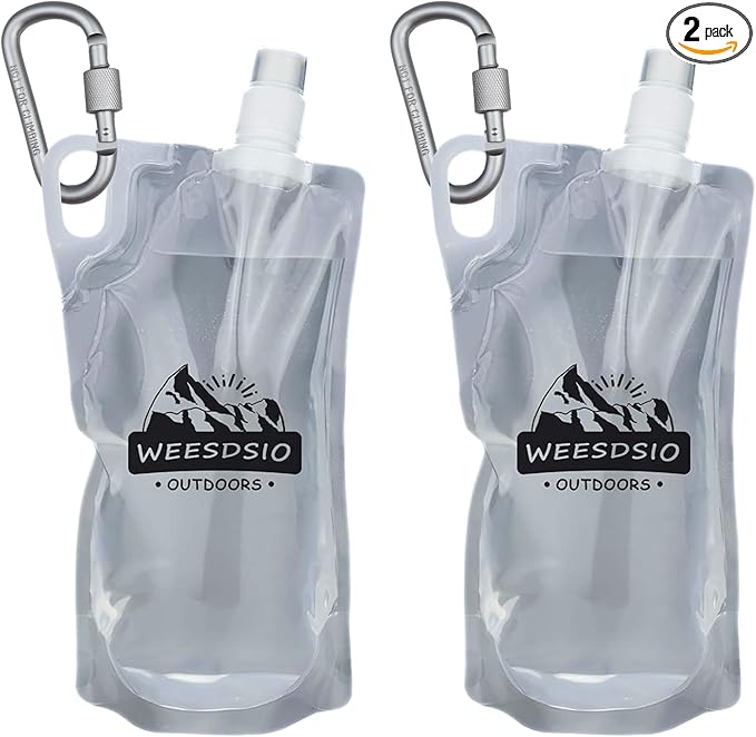 2-Pack 1L Hiking Collapsible Water Bottles by Weesdsio