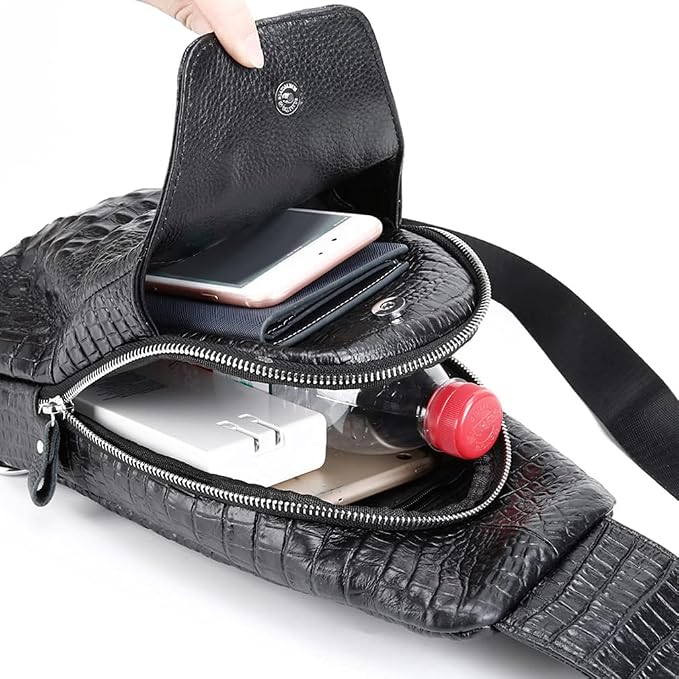 Hebetag Crocodile Genuine Leather Sling Bag Backpack - Image 7