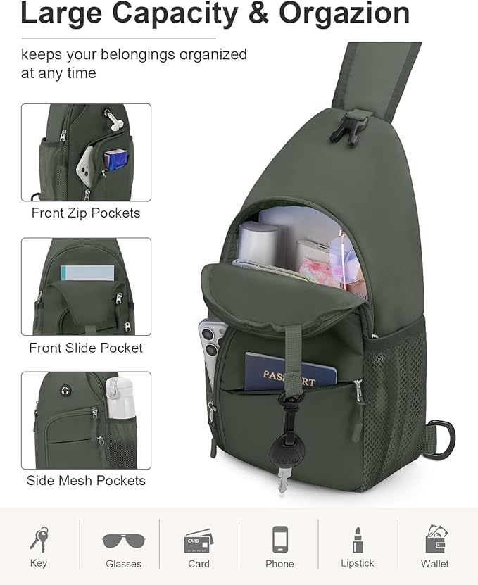 Pritent Crossbody Bags for Women Man, Waterproof Sling Bag Backpack Trendy - Image 3