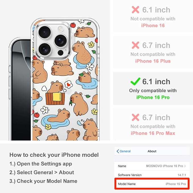 MOSNOVO for iPhone 16 Pro Case, Shockproof Military-Grade Protection 6.6ft Drop - Image 2