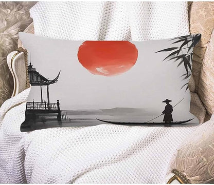 EKOBLA Throw Pillow Case 12x20 Inch Japan Traditional Japanese Painting Man by EKOBLA