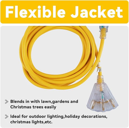 EP 20 Ft 12 Gauge Heavy Duty Extension Cord, 15A 125V 1875W, 3 Outlet - Image 6