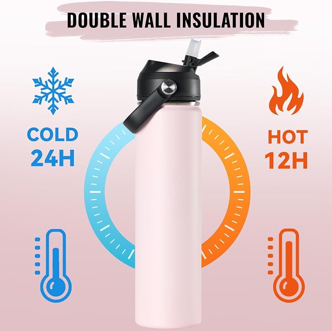 Fijinhom 24oz Insulated Stainless Steel Water Bottle, Wide Mouth Double Wall - Image 6