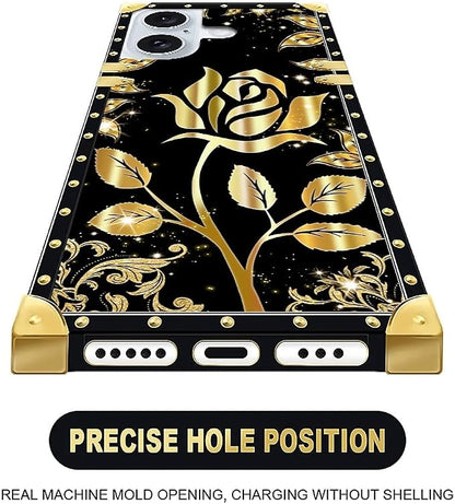 Compatible with iPhone 16 Case, Shine Gold Rose Luxury Golden Decoration - Image 6