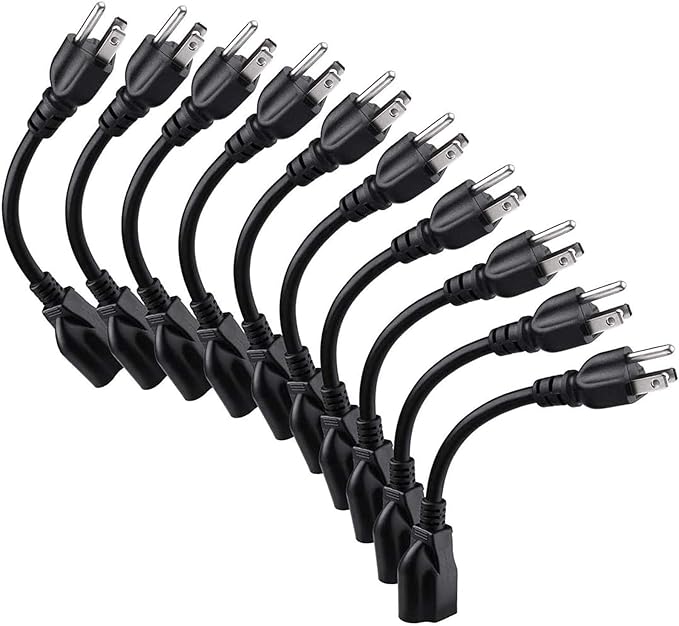 Miady Short Power Extension Cord Outlet Saver, 3 Prong by Miady