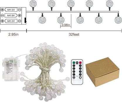 Metaku Globe Fairy Lights Battery Operated 33ft 80LED String Lights - Image 8