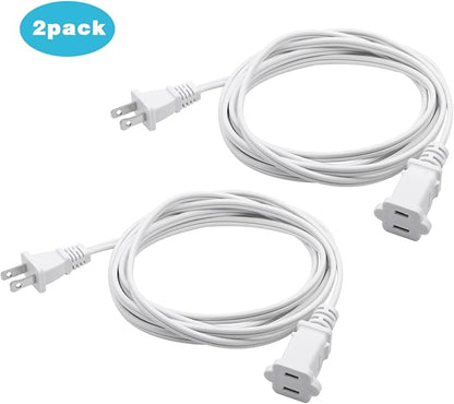 2Pack 2 Prong Extension Cord 5ft, Indoor Small and Slim Power Cable Male/Female - Image 6