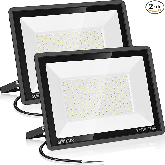 XYCN 200W LED Flood Light 2 Pack, 22500lm Super Bright Security Lights by XYCN