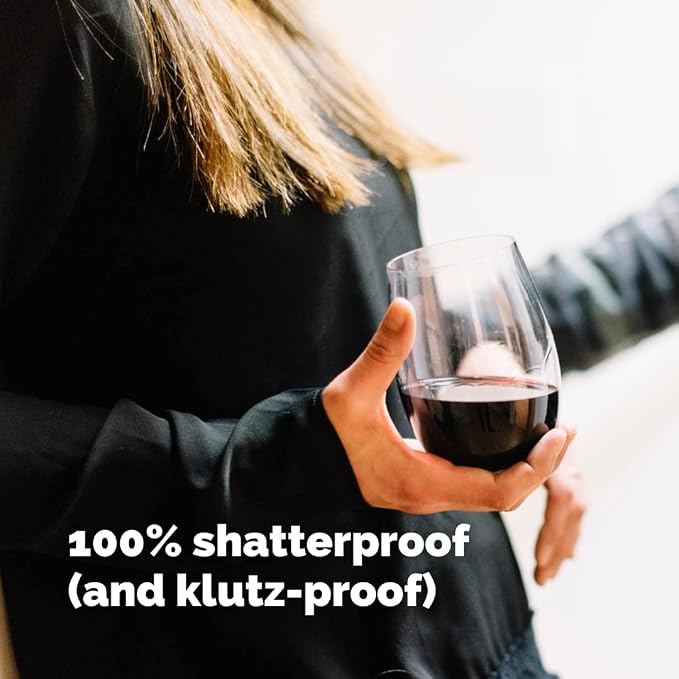 TaZa Outdoor Wine Glasses Stemless, 16oz Set of 4, Unbreakable Tritan Plastic - Image 8