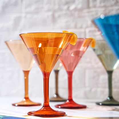 European Style Plastic Crystal Glasses, Unbreakable Martini, Cocktail |Set of - Image 9
