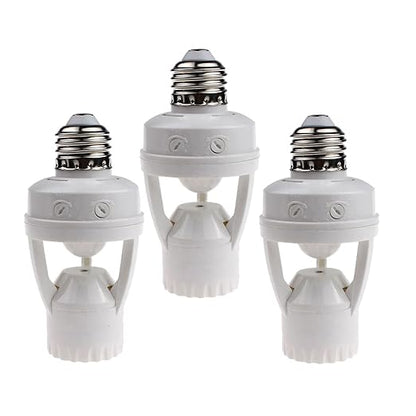 LPHUMEX 3pcs Motion Sensor Light Sockets, E26/E27 Screw in Motion Sensor Sockets by LPHUMEX