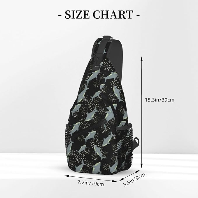 Sea Shark Sling Bag For Women Men Cute Shark Pattern Backpack Crossbody - Image 3