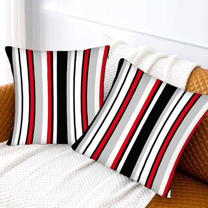Vertical Lines Striped Pillow Covers 18 X 18 Black White Grey Red Watercolor - Image 2