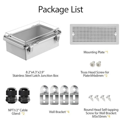 LeMotech Electrical Box, IP67 Waterproof Hinged Clear Cover Stainless Steel - Image 9