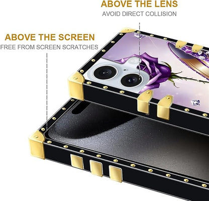 Compatible with iPhone 16 Plus Case, High Heeled Purple Diamond Rose Luxury - Image 6