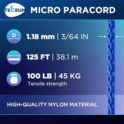 TECEUM Micro Paracord – 1.18 mm X 125 ft – Micro Utility Cord – Thin Braided - Image 2