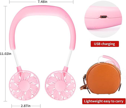 Portable Neck Fan Rechargeable Personal Hand-Free Fan Mini USB Wearable - Image 8