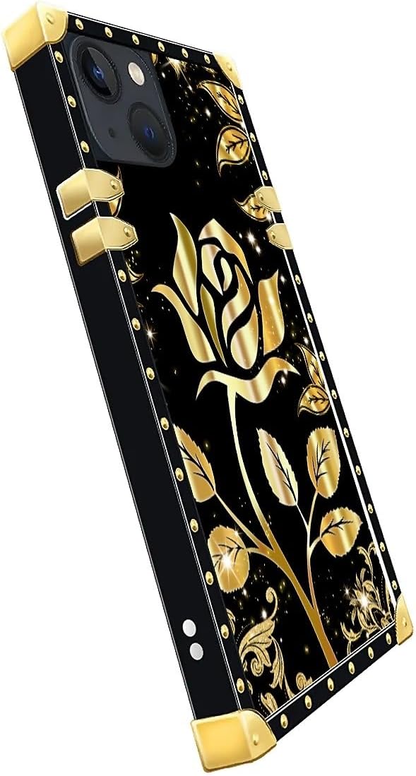 Compatible with iPhone 14 Case, Shine Gold Rose Luxury Golden Decoration - Image 4