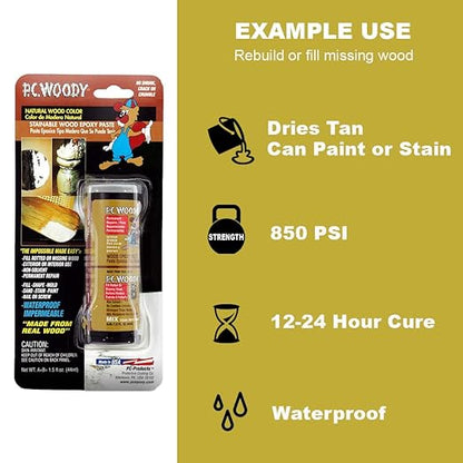 PC Products PC-Woody Wood Repair Epoxy Paste, Two-Part 24 oz in Two Cans - Image 2