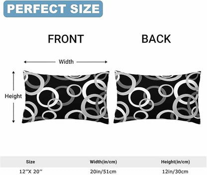 Abstract Geometric Circle 12 X 20 Pillow Covers Black White Decor Artwork Set - Image 2