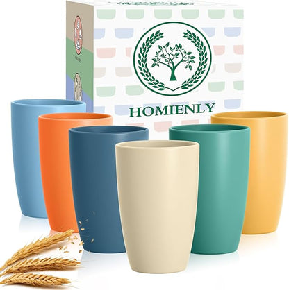 Homienly Unbreakable Plastic Cups Set Wheat Straw Cups 20 OZ Drinking Glasses by HOMIENLY