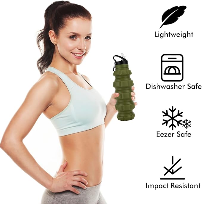 QiCheng&LYS Collapsible Water Bottle Sports Bottle 19.5OZ/580ml Travel Water - Image 5
