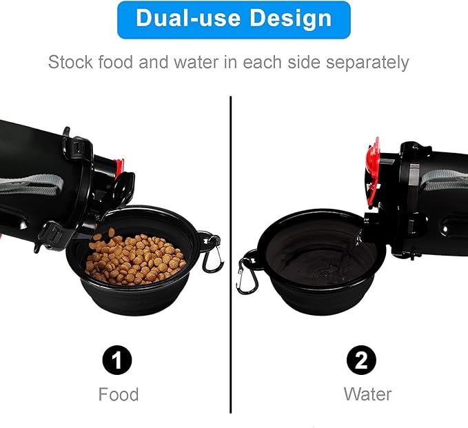 Dog Travel Water Bottle Collapsible Bowls, 2 in 1 Pet Food Container - Image 3